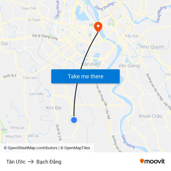 Tân Ước to Bạch Đằng map