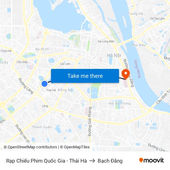 Rạp Chiếu Phim Quốc Gia - Thái Hà to Bạch Đằng map