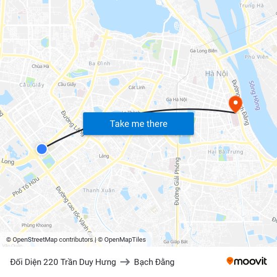 Đối Diện 220 Trần Duy Hưng to Bạch Đằng map