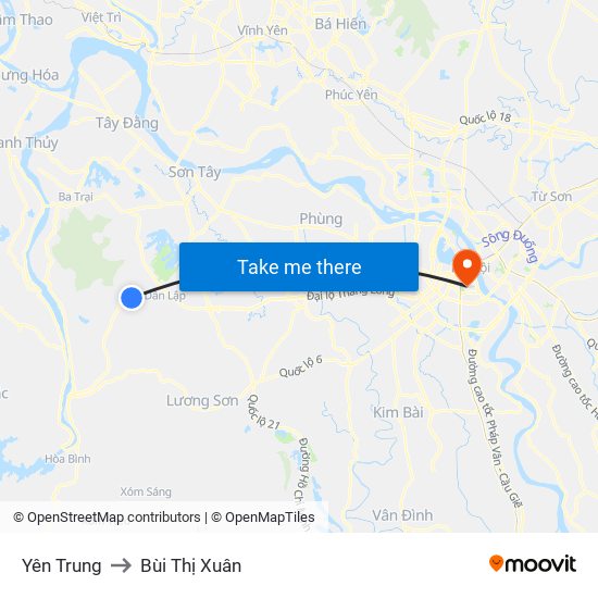 Yên Trung to Bùi Thị Xuân map