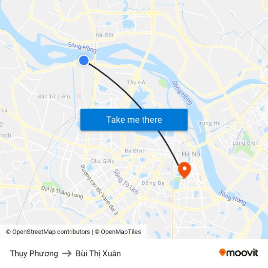 Thụy Phương to Bùi Thị Xuân map