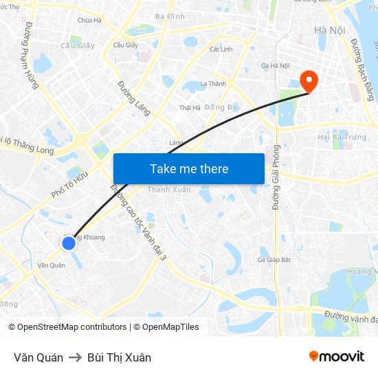 Văn Quán to Bùi Thị Xuân map
