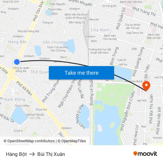 Hàng Bột to Bùi Thị Xuân map