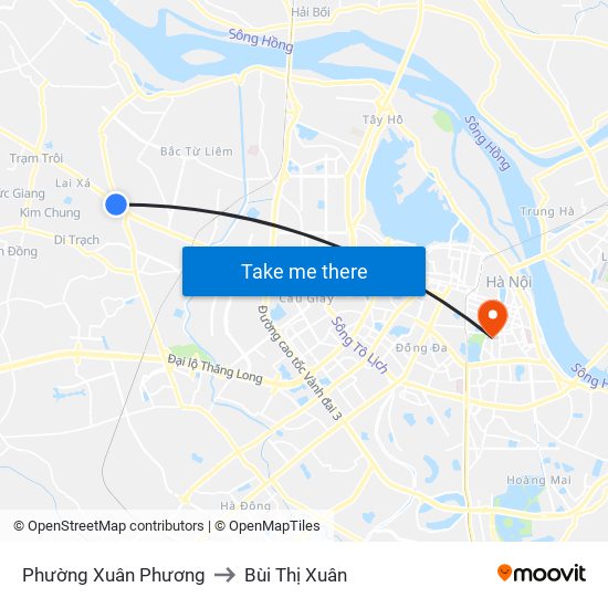 Phường Xuân Phương to Bùi Thị Xuân map