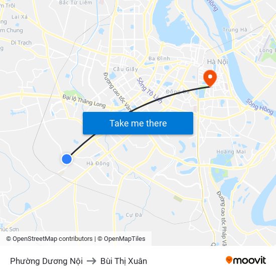 Phường Dương Nội to Bùi Thị Xuân map