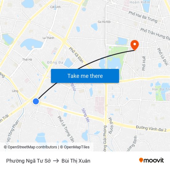 Phường Ngã Tư Sở to Bùi Thị Xuân map