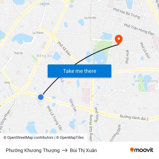 Phường Khương Thượng to Bùi Thị Xuân map