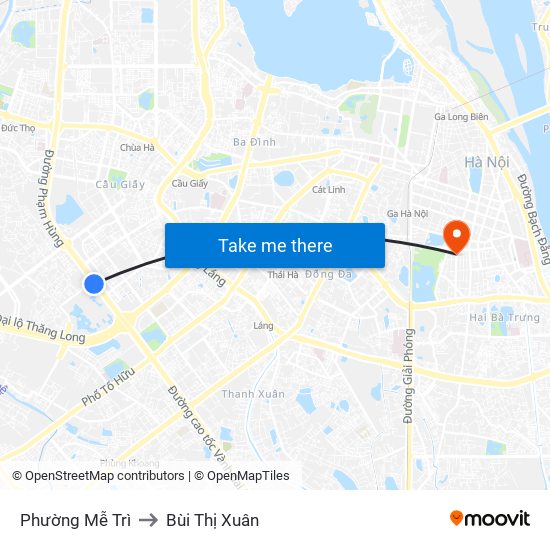 Phường Mễ Trì to Bùi Thị Xuân map