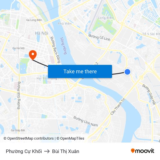 Phường Cự Khối to Bùi Thị Xuân map