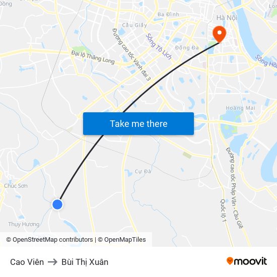 Cao Viên to Bùi Thị Xuân map
