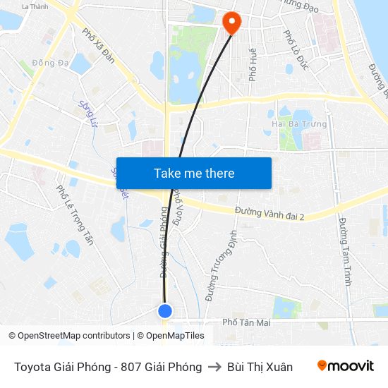 Toyota Giải Phóng - 807 Giải Phóng to Bùi Thị Xuân map