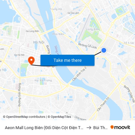 Aeon Mall Long Biên (Đối Diện Cột Điện T4a/2a-B Đường Cổ Linh) to Bùi Thị Xuân map