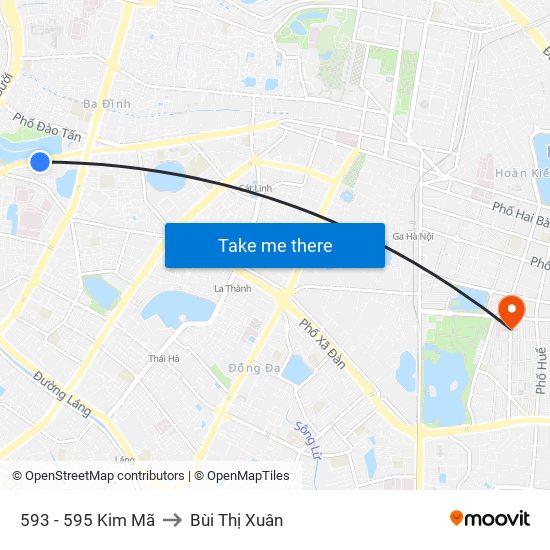 593 - 595 Kim Mã to Bùi Thị Xuân map