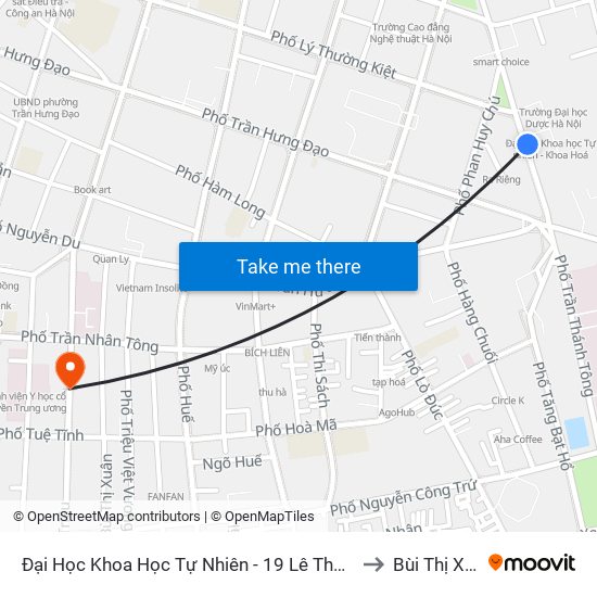 Đại Học Khoa Học Tự Nhiên - 19 Lê Thánh Tông to Bùi Thị Xuân map