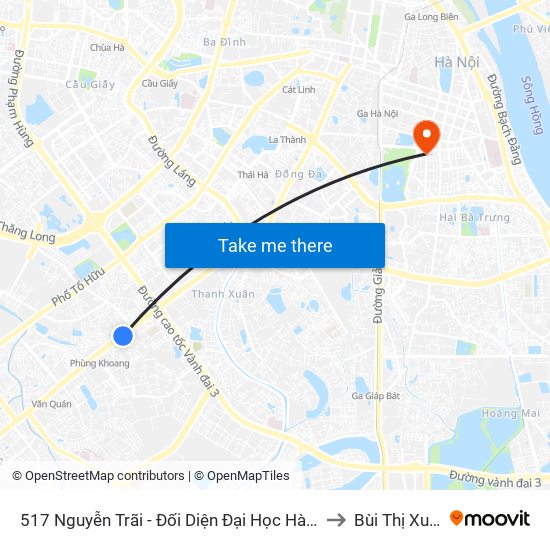 517 Nguyễn Trãi - Đối Diện Đại Học Hà Nội to Bùi Thị Xuân map