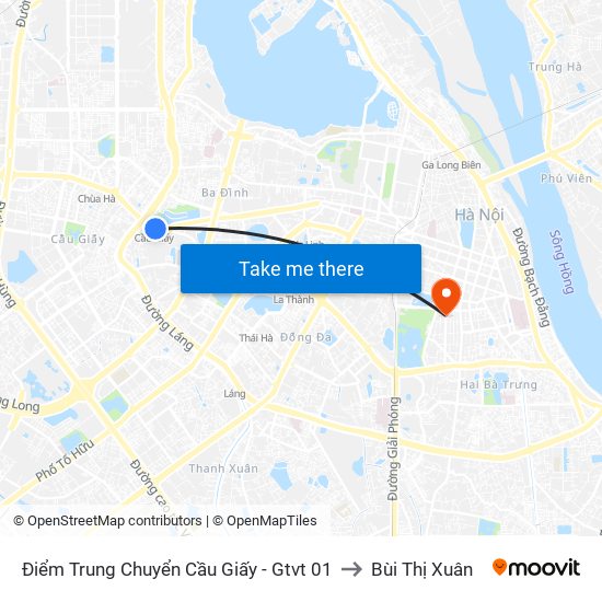 Điểm Trung Chuyển Cầu Giấy - Gtvt 01 to Bùi Thị Xuân map
