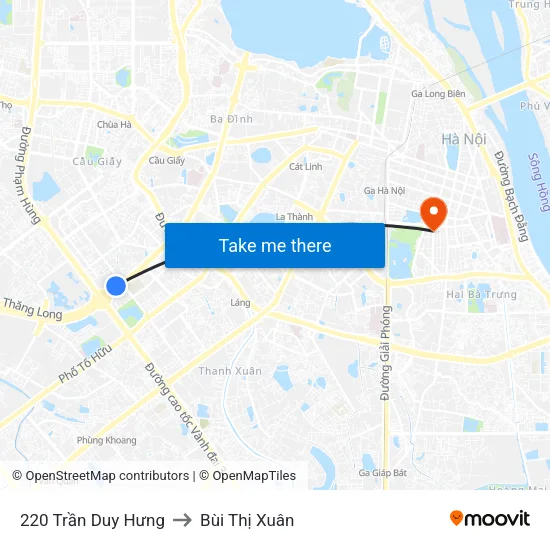 220 Trần Duy Hưng to Bùi Thị Xuân map