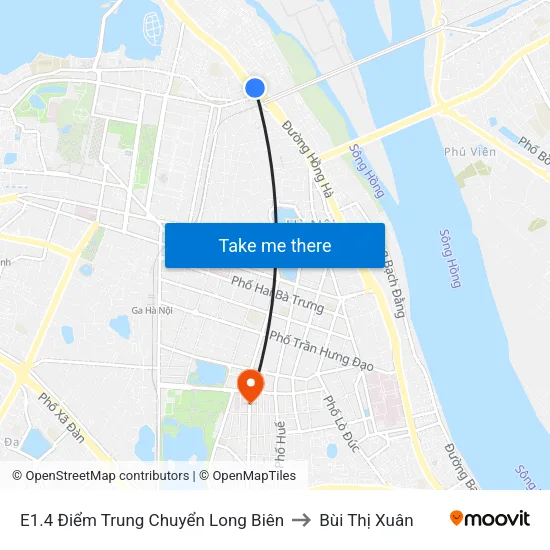 E1.4 Điểm Trung Chuyển Long Biên to Bùi Thị Xuân map