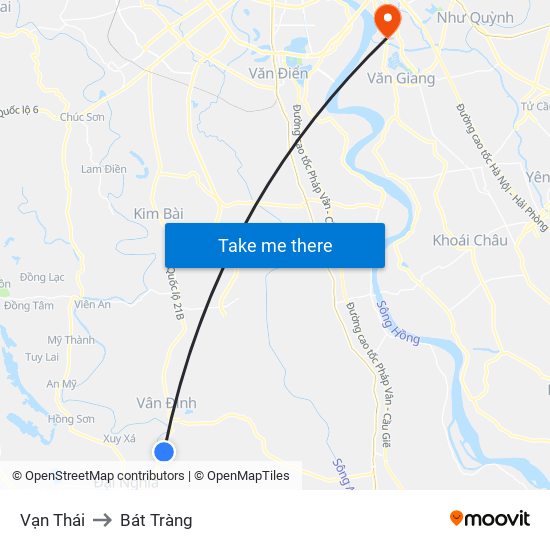 Vạn Thái to Bát Tràng map