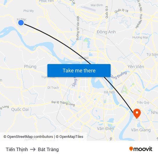 Tiến Thịnh to Bát Tràng map