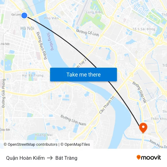 Quận Hoàn Kiếm to Bát Tràng map