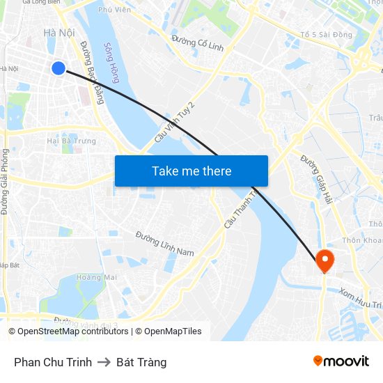 Phan Chu Trinh to Bát Tràng map