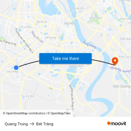Quang Trung to Bát Tràng map