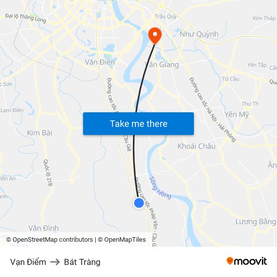 Vạn Điểm to Bát Tràng map