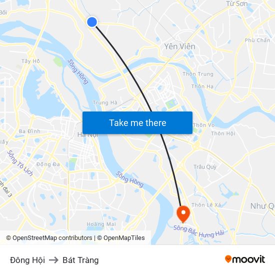 Đông Hội to Bát Tràng map