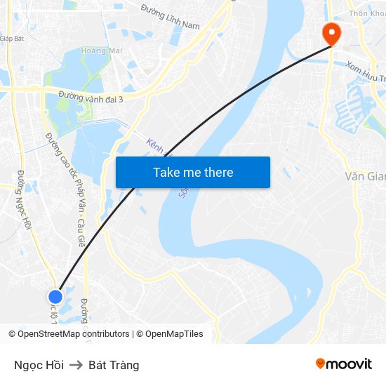 Ngọc Hồi to Bát Tràng map