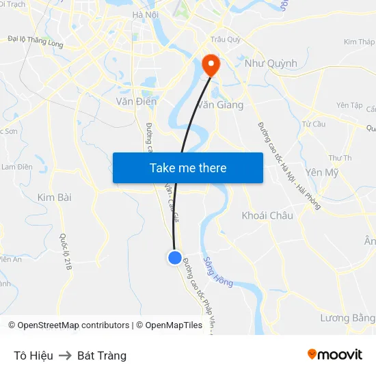 Tô Hiệu to Bát Tràng map
