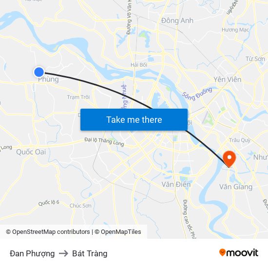 Đan Phượng to Bát Tràng map