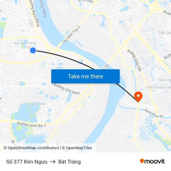 Số 377 Kim Ngưu to Bát Tràng map