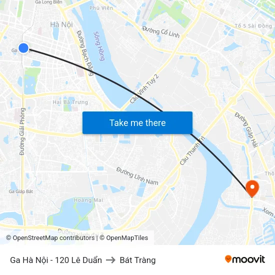 Ga Hà Nội - 120 Lê Duẩn to Bát Tràng map