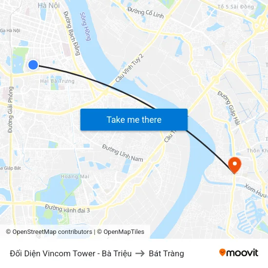 Đối Diện Vincom Tower - Bà Triệu to Bát Tràng map