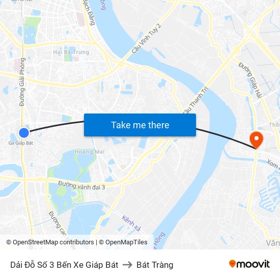 Dải Đỗ Số 3 Bến Xe Giáp Bát to Bát Tràng map