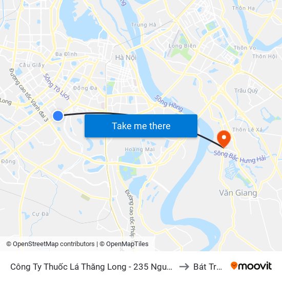 Công Ty Thuốc Lá Thăng Long - 235 Nguyễn Trãi to Bát Tràng map