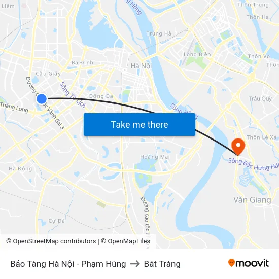 Bảo Tàng Hà Nội - Phạm Hùng to Bát Tràng map