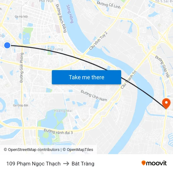 109 Phạm Ngọc Thạch to Bát Tràng map