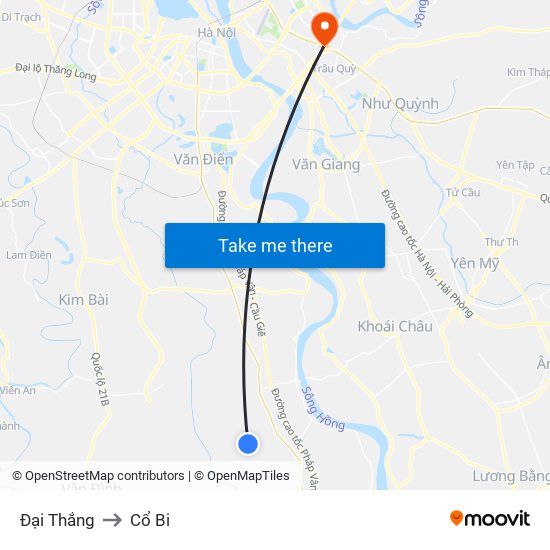 Đại Thắng to Cổ Bi map