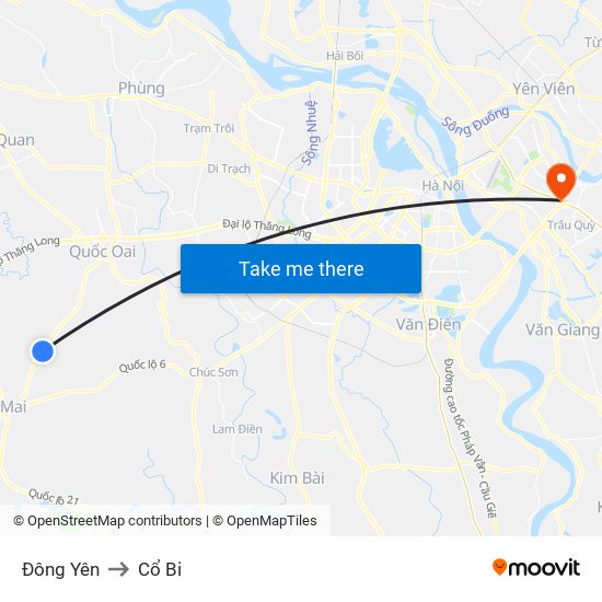 Đông Yên to Cổ Bi map