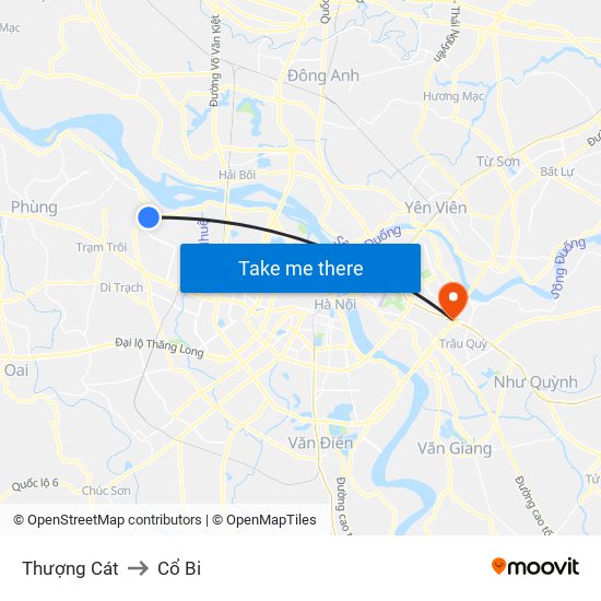 Thượng Cát to Cổ Bi map