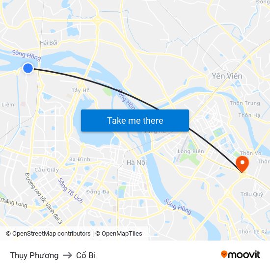 Thụy Phương to Cổ Bi map