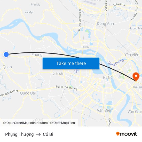 Phụng Thượng to Cổ Bi map