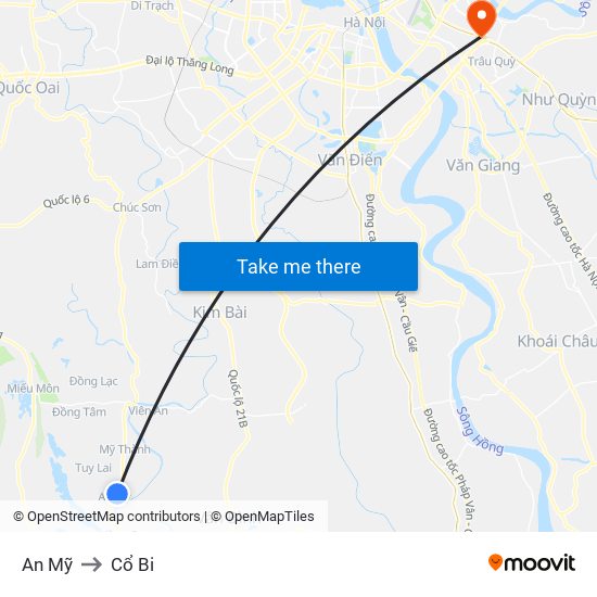 An Mỹ to Cổ Bi map