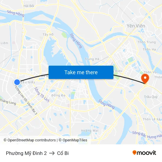 Phường Mỹ Đình 2 to Cổ Bi map