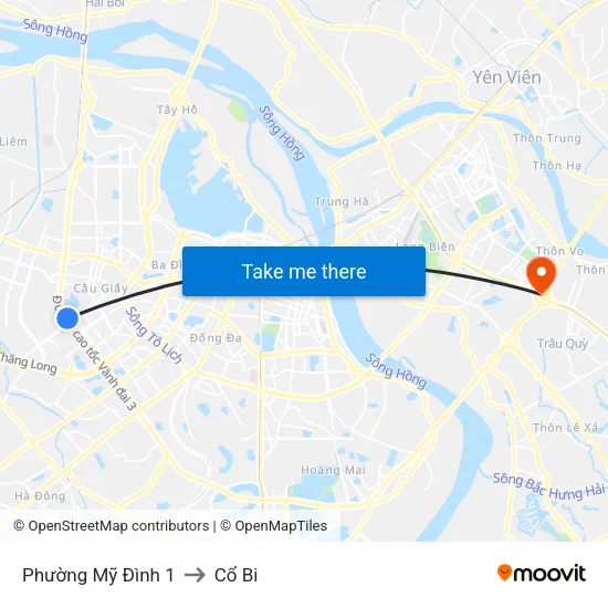Phường Mỹ Đình 1 to Cổ Bi map