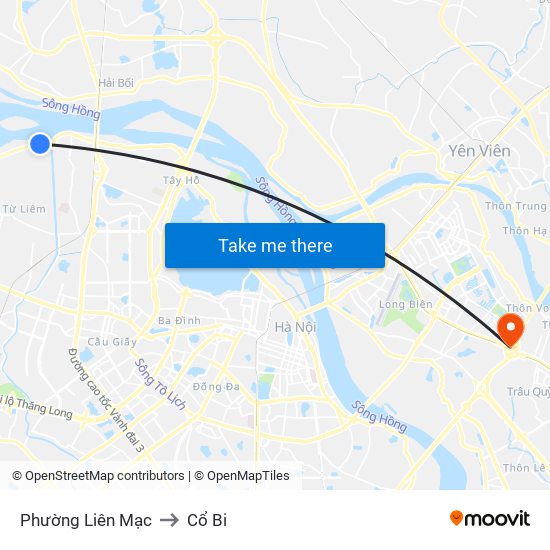 Phường Liên Mạc to Cổ Bi map