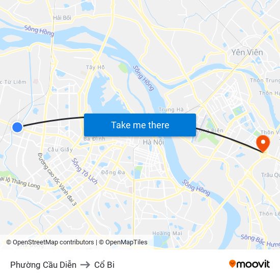 Phường Cầu Diễn to Cổ Bi map