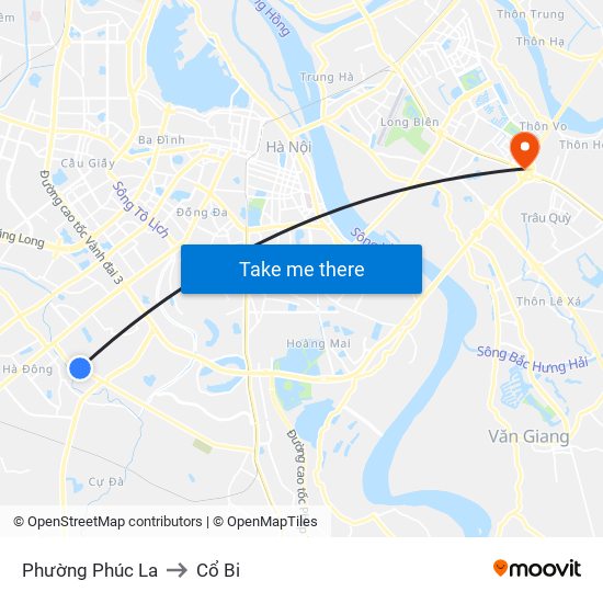 Phường Phúc La to Cổ Bi map